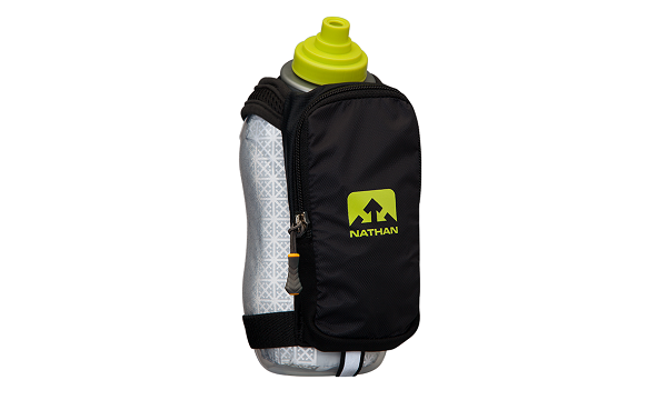 Nathan SpeedDraw Plus Insulated Flask, Handheld Running Water Bottle. Grip Free For Runners, Hiking Etc. (Black / Metallic Gold - View #4